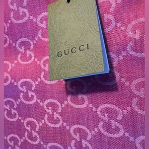 Gucci Pink Silk & Wool Scarf, New - Great Gift!